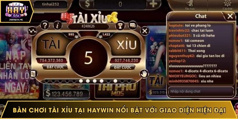 Bàn chơi tài xỉu tại Haywin nổi bật với giao diện hiện đại