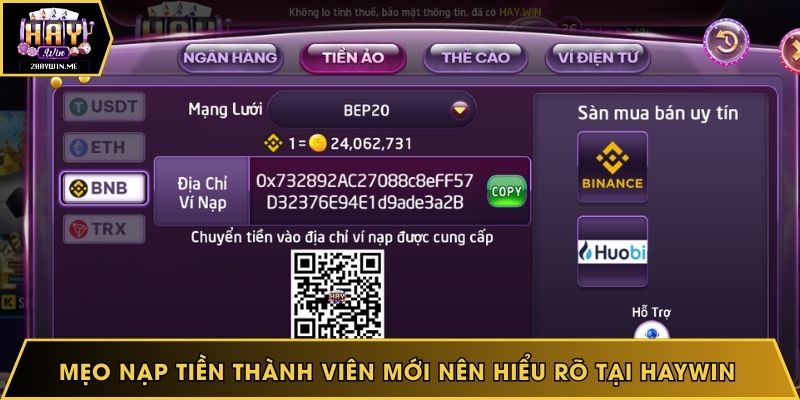 Mẹo nạp tiền thành viên mới nên hiểu rõ tại Haywin